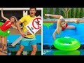 FUNNY POOL PRANKS! Couple DIY Prank and Girls Hacks