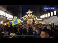 the road is narrow the power of the mikoshi passing through tokyo nihonbashi takarada ebisu shrine