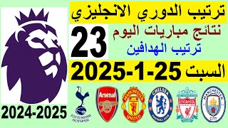 ترتيب الدوري الانجليزي وترتيب الهدافين الجولة 23 السبت 25-1-2025 - فوز ليفربول و فوز مانشستر سيتي