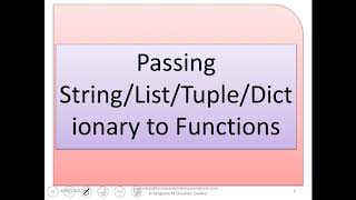 PASSING STRING ,Lists, tuples, dictionaries to functions Class 12 | Unit 1 | FUNCTION