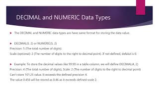 3. Database SQL -- Fixed Point Numbers in SQL Exact Values