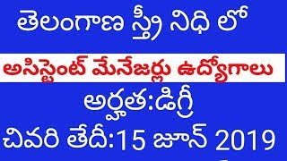 తెలంగాణ స్త్రీ నిధి లో అసిస్టెంట్ మేనేజర్లు ఉద్యోగాలు౼డిగ్రీ అర్హత.