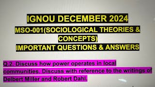 IGNOU DECEMBER 2024✅MSO-001🤩 How power operates in local communities-Delbert Miller & Robert Dahl💯👍🏻