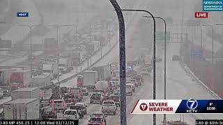 Crashes causing delays on Interstate 80 in Omaha