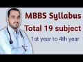 MBBS SYLLABUS (complete 19 subject, first year to final year)