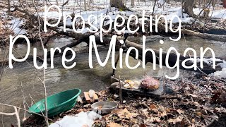 Prospecting for gold in Michigan creeks #adventure #gold #nature #outdoors #cooking #fire #river