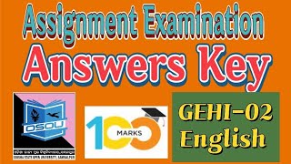 #GEHI-2 (History)#ASSIGNMENT-1(English Language)ANSWERS KEY#BA#2nd Semester #OSOU Student Assignment