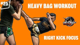 How to build strong kicks for martial arts? Heavy Bag Workout for Muay Thai and Kickboxing -Class 25