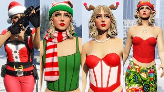 GTA V | 18 Cute \u0026 Easy Female Christmas Outfits 🎄 2024