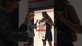 Team President Kelly Krauskopf Surprises Natasha Howard With Original Fever jersey From 2014 Draft