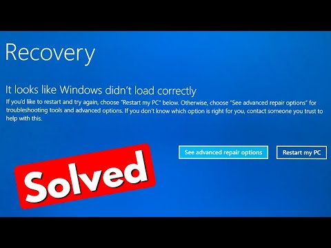 Fix recovery it looks like windows didn’t load correctly windows 11/10