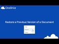 OneDrive - How to Restore a Previous Version of a Document