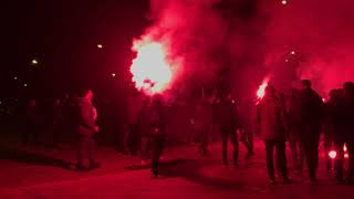 Afición del Leganés. Corteo Pepinero, Ghetto28. Derbi Leganés VS Getafe. 07/12/2018