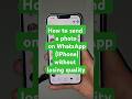 How to send a photo on WhatsApp (IPhone) without losing quality