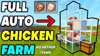 Minecraft Auto CHICKEN FARM - Easy, Cooked or Raw Chicken [1.20+]