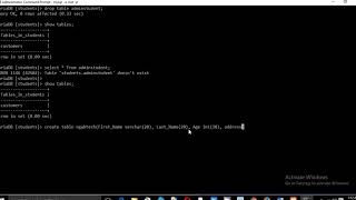 Lesson 3: How to create a table in mysql database using command prompt