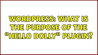 Wordpress: What is the purpose of the \