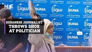 Sudanese journalist throws shoe at politician