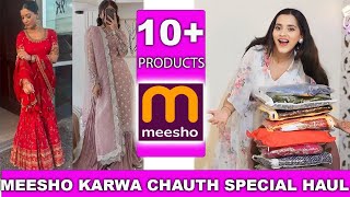 Meesho😍10+ Karwa Chaw Special Haul || Nyracut Suit/ Red Sharara/Lehenga || New Arrivals Review