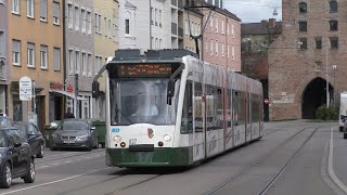 Tram in Downtown Augsburg Line 1