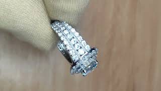 2.10 Ct Round Cut Moissanite Halo Engagement Ring 14K White Gold Finish