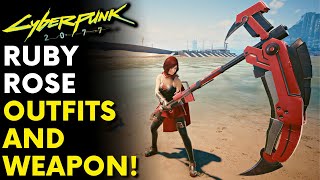 Cyberpunk 2077 - Ruby's Outfits And Weapon From RWBY! | Ruby Rose Collection Mod!