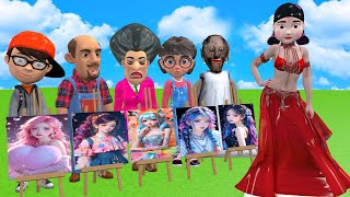 Squid Game vs Scary Teacher 3D Beautiful Dress Drawing or Error and Dressing Room 5 Times Challenge