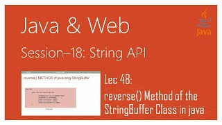 String API in Java | #48 | reverse() Method of the StringBuffer Class in java