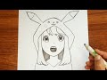 how to draw anime girl anime drawing tutorial anime girl with pikachu hoodie anime characters