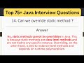 Top 75 Java Interview Questions - Can We Override a static Method in Java? #coding #javainterview