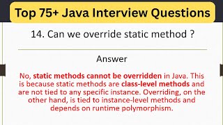 Top 75 Java Interview Questions - Can We Override a static Method in Java? #coding #javainterview