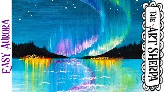 Easy Aurora Borealis Acrylic painting tutorial step by step Live Streaming | TheArtSherpa