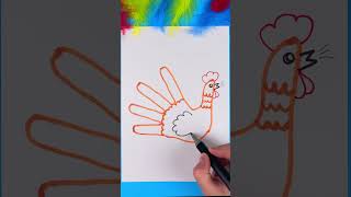 Draw and play | Draw your hand and create a super colorful rooster! πποΈ