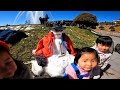 ravangla buddha park sikkim after snowfall drone footage himalayas india