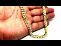 14k Yellow Gold Miami Cuban Link Chain Necklace, Width 7mm