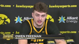 Owen Freeman, Brock Harding get double-doubles as Hawkeyes handle Indiana