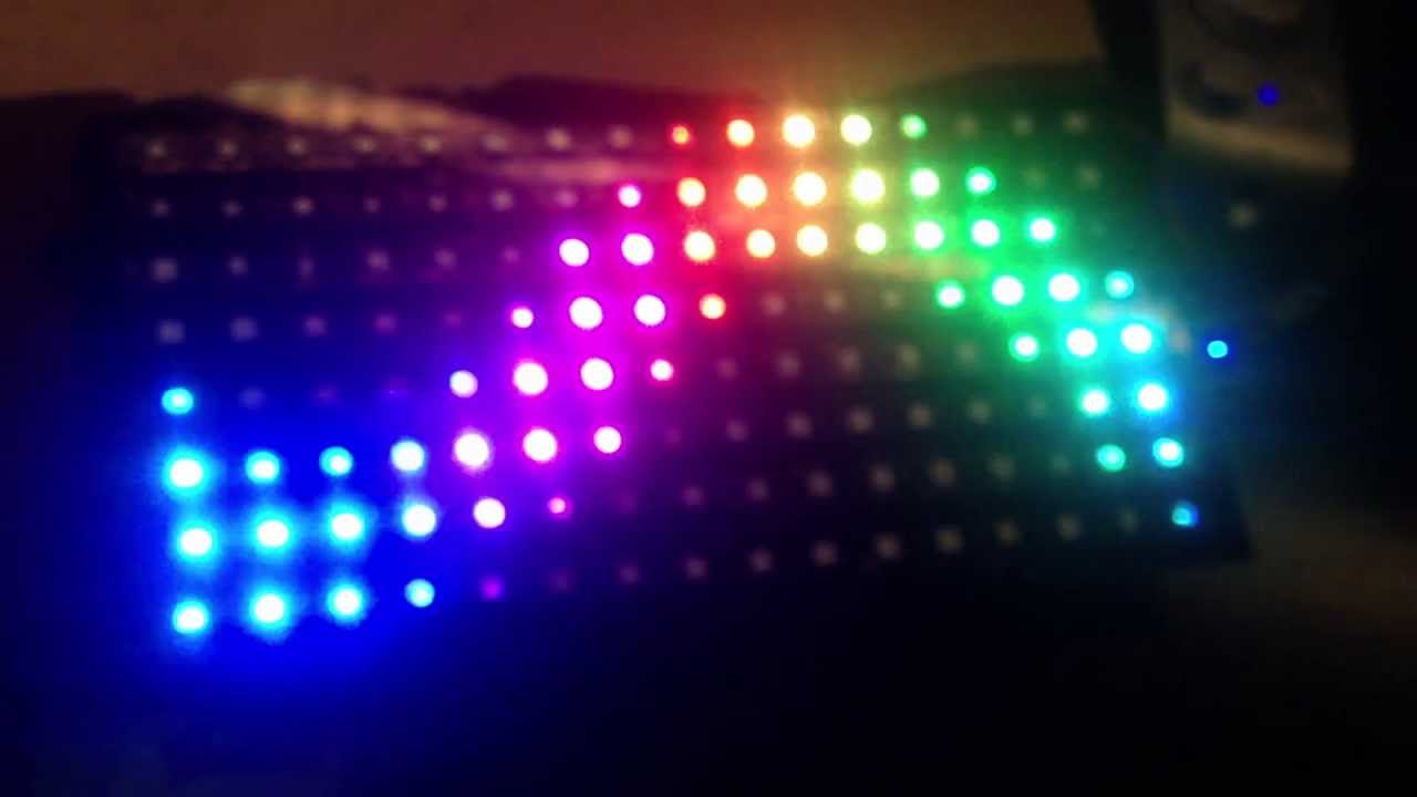 RGB LED 16x8 Matrix Wave With WS2812 Strip And ATmega32u4 - YouTube