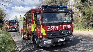 London Fire Brigade G241 G242 Shouthall Fire Station Pump and Pump Ladder Response With Sirens!