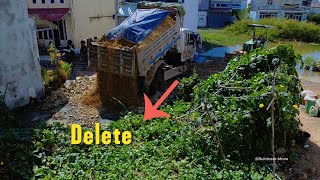 So Incredible Project..! Dump truck 5 Ton and operation with dozer deleting flooded land.