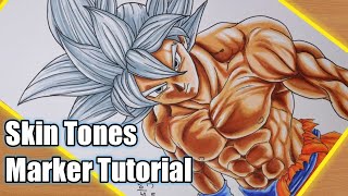 7 STEPS - How To Color Skin with Alcohol Markers | Marker Tutorial | Goku Ultra Instinct Drawing