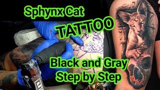 Sphynx Tattoo • Black and Gray Tattoo • Skull • music : @Mike Kosa