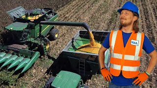 Farming Corn Harvesting with Handyman Hal | Corn Combine on Farm Equipment