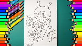 バイキンマンとかびるんるん　アンパンマンぬりえ　ANPANMAN Coloring Pages