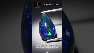 2.78ct 15x9mm Pear Cab Natural Floral Flash Play-Of-Color Crystal Black Opal