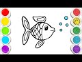 Nice Fish  Drawing, Painting and Coloring for Kids, Toddlers Easy Drawing