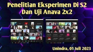 Penelitian Eksperimen di S2 dan Anava 2x2 (Unindra, 1 Juli 2023)