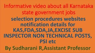 FDA/SDA/KAS/PSI/KPSC/KEA/Informarion about All karnataka state government competitive exams details