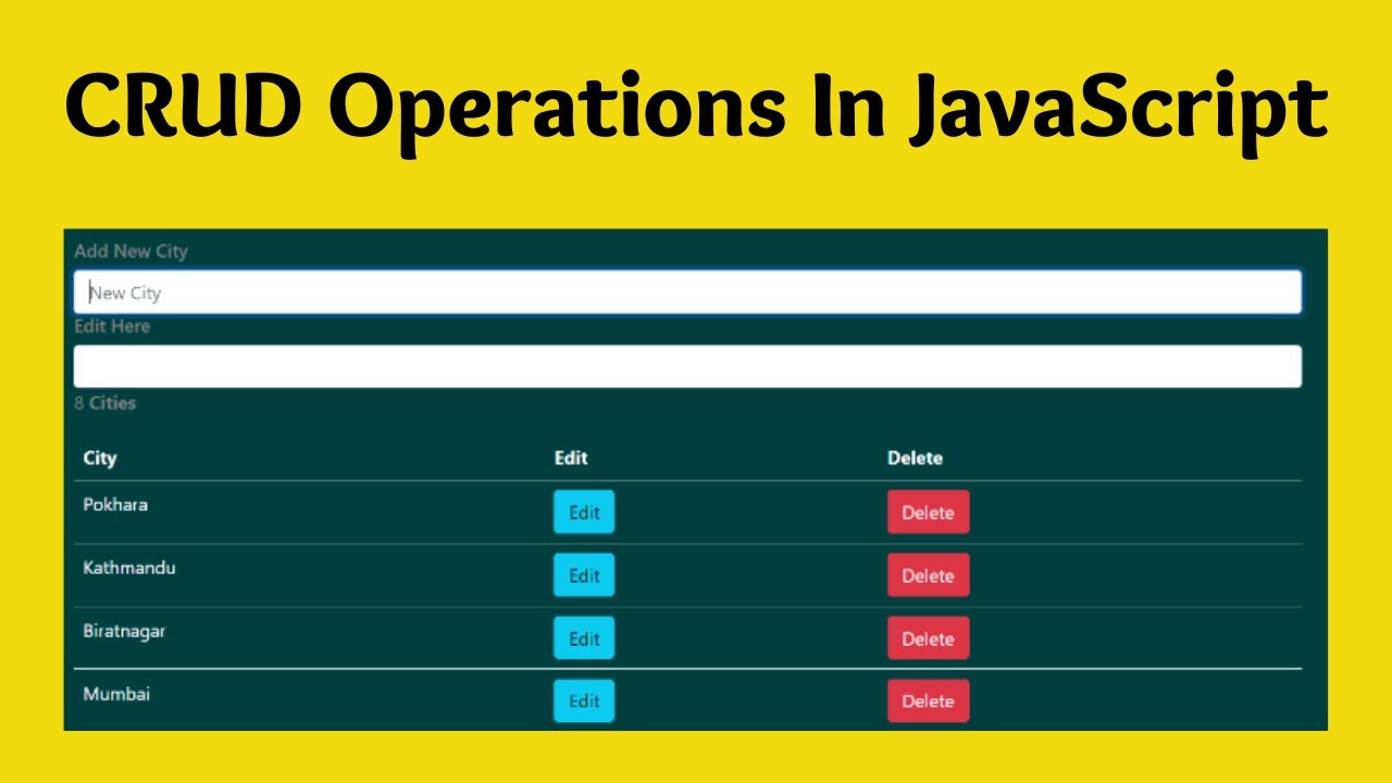 How To Do CRUD Operations In JavaScript? Perform CRUD Operation Using ...