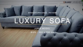 โซฟาสวยเข้ามุมตัวชีดึงกระดุมทั่วหน้าแขนให้สไตล์ลักซุรี่สุดๆ / Luxury Sofa