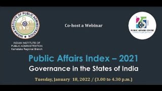 Webinar on Public Affairs Index 2021, Governance in the States of India